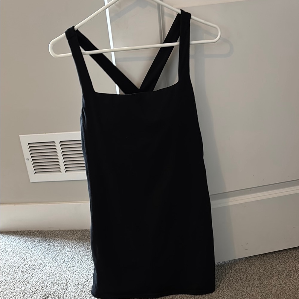 Black Sheath Mini Dress with Square Neck